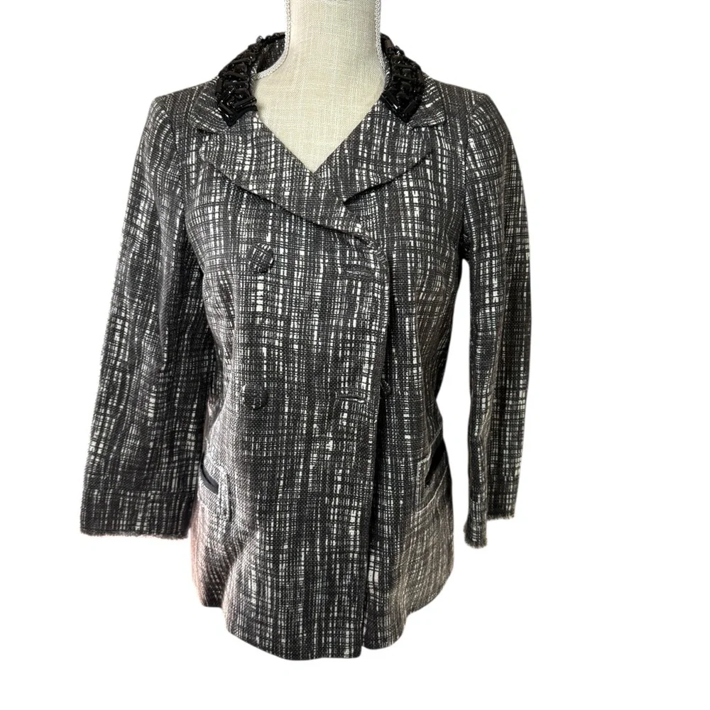 J.Crew Collection Tweed Contessa jeweled black and white Blazer‎ size 6 - Picture 3 of 15